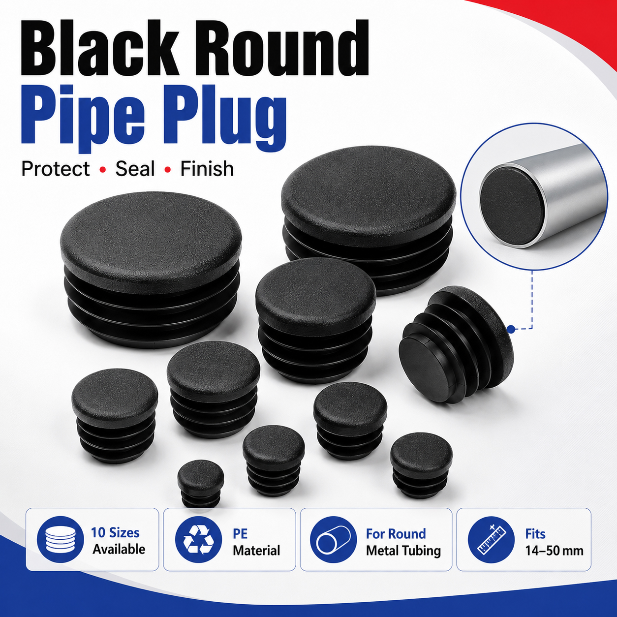 Plastic Pipe Clip - 8-40 قطعة من أغطية نهاية الأنابيب