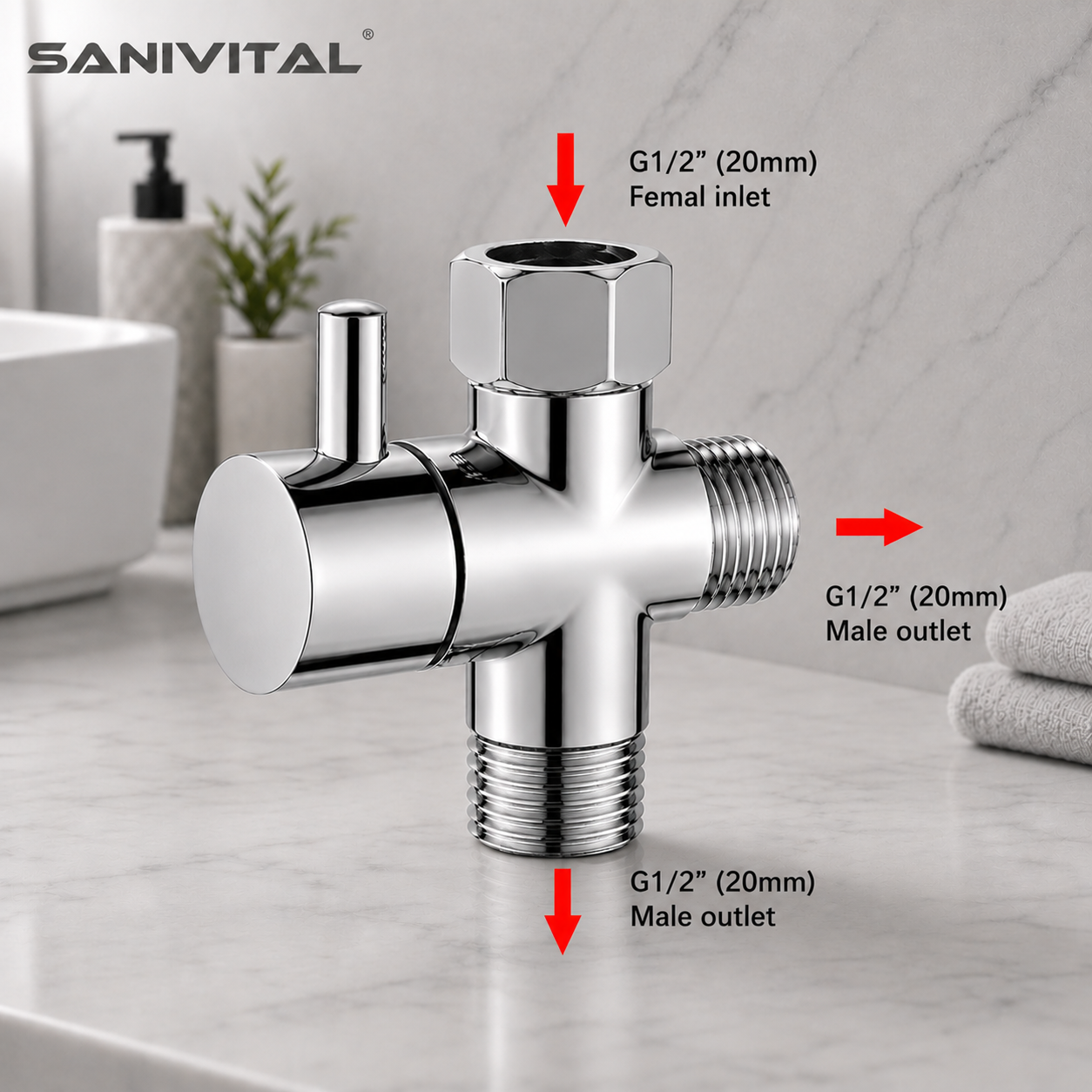 Shower Valve Cartridge - صمام تحويل دش ثلاثي الاتجاهات من