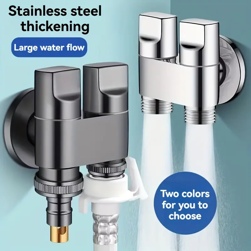 Toilet Fill Valve - صنبور بمخرج مزدوج من الفولاذ المقاوم