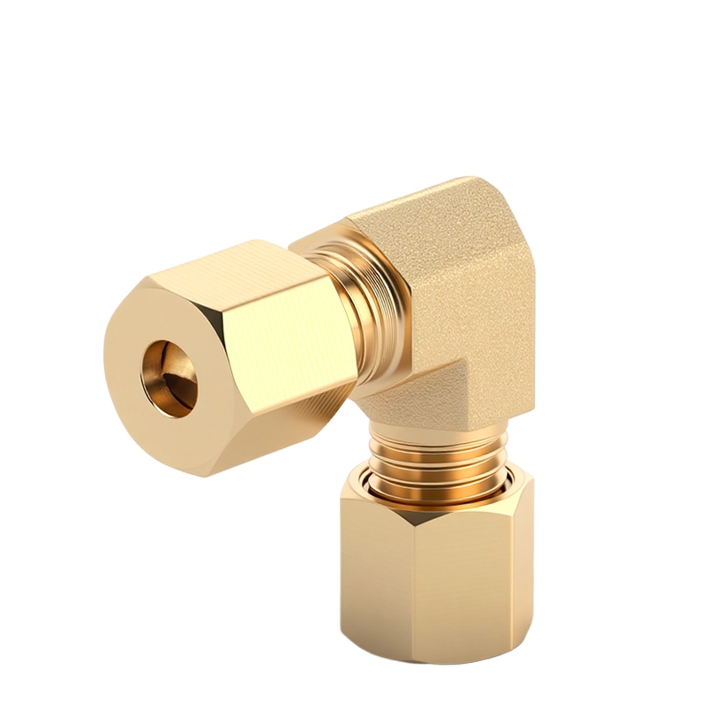 Compression Fitting Brass - وصلة أنبوب نحاسية بزاوية 90 درجة