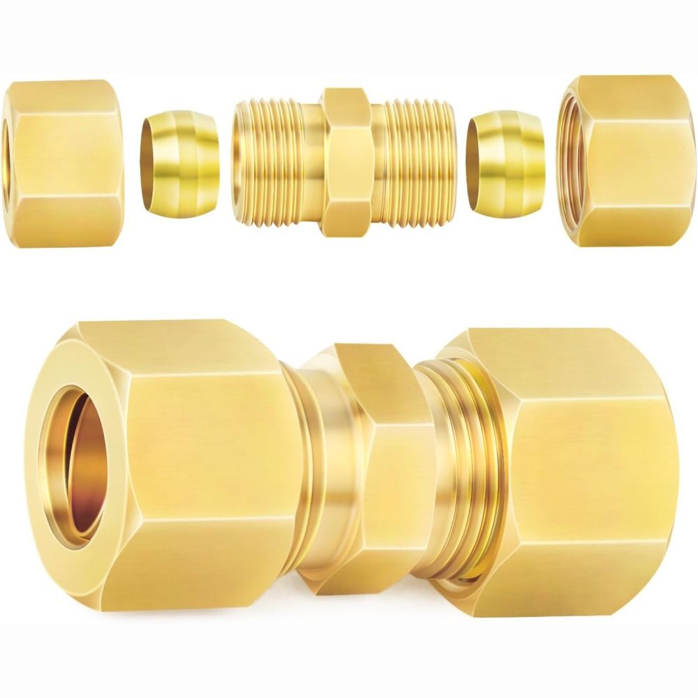 Compression Fitting Brass - وصلة ضغط نحاسية مستقيمة متعددة الأحجام،