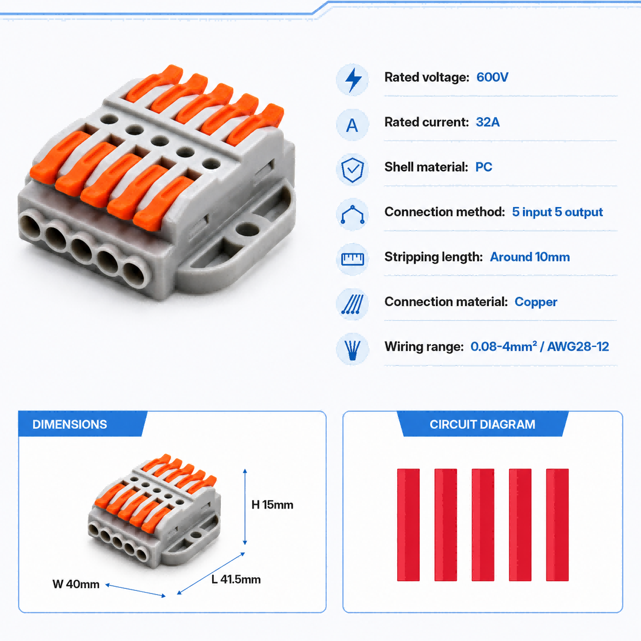 موصلات أسلاك 2-30 دبوس، كتلة ط - مراجعة Push Fit Connector وسعره